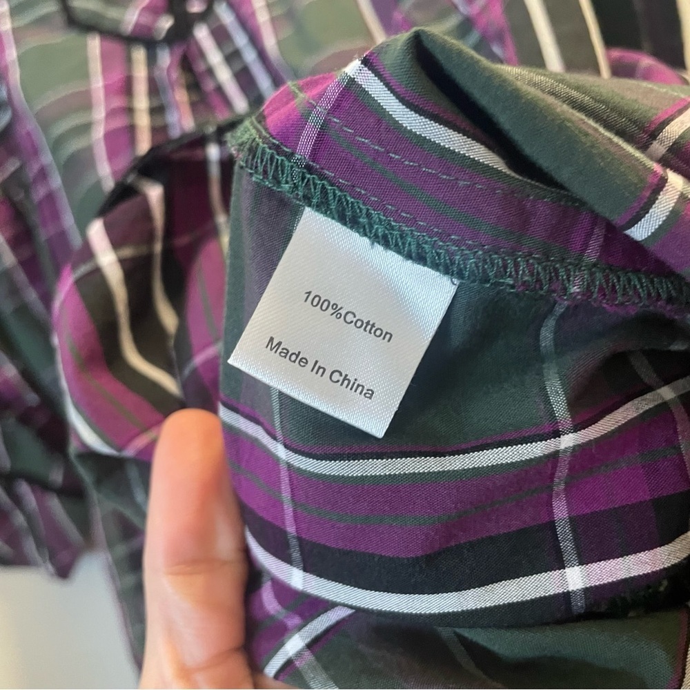 Tuckernuck Aubergine Tartan Indre Dress Womens Purple Tunic Velvet Trim Sz XS - Picture 11 of 13